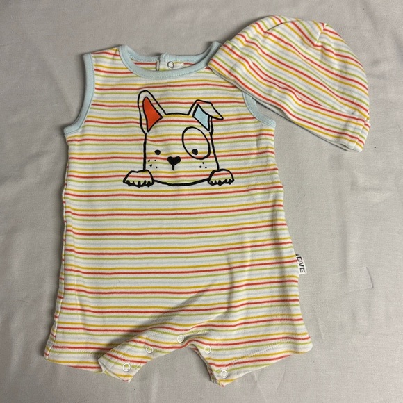 Ellen Degeneres - Colorful Striped Baby Romper and hat set - Picture 1 of 3
